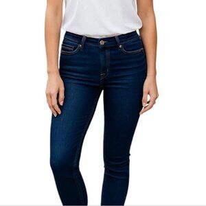 New Parker Smith Mid-Rise Dark Rinse Contrast Stitching Skinny Jeans Sze 0